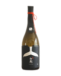 A bottle of premium Korean rice wine featuring a black label with a white whale tail graphic and red accents, set against a plain white background. Baekkyung 15 Premium - yakju - cult