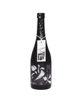 A single black bottle of Korean rice wine with white calligraphy on the label, a hanging white product tag, and a dark floral wrap, photographed against a plain white background. Sahwa Yakju - Good Tomorrow Brewery - cult